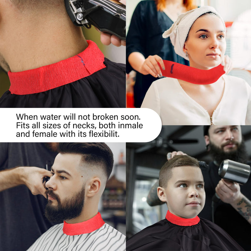 [Australia] - Stretchy Barber Paper Neck Strips - 5 Rolls & 500 Disposable Bands, Professional Hairdressing Accessory Tool Red 