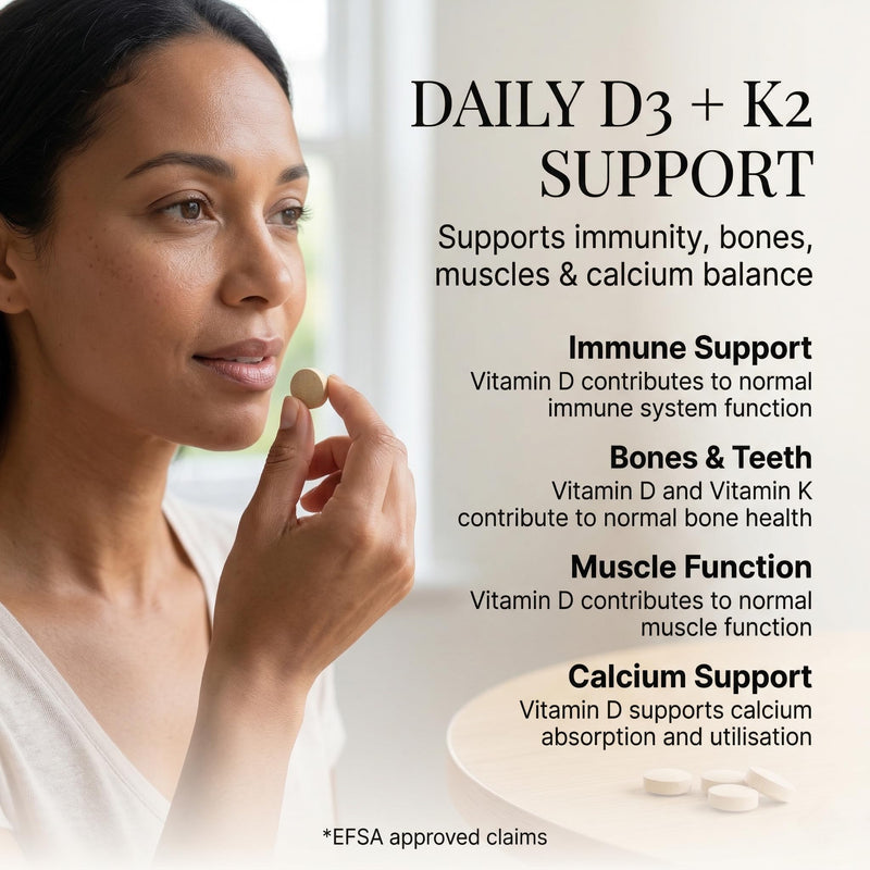 Sky Premium Life Vitamin D3 2200 IU (55µg) with Vitamin K2 MK7 (45µg) – Immune System, Bones, Teeth & Muscle Support – 1-A-Day Easy Swallow Tablets – 60 Tablets (2 Month Supply) – Halal & GMP Quality 60 count (Pack of 1)
