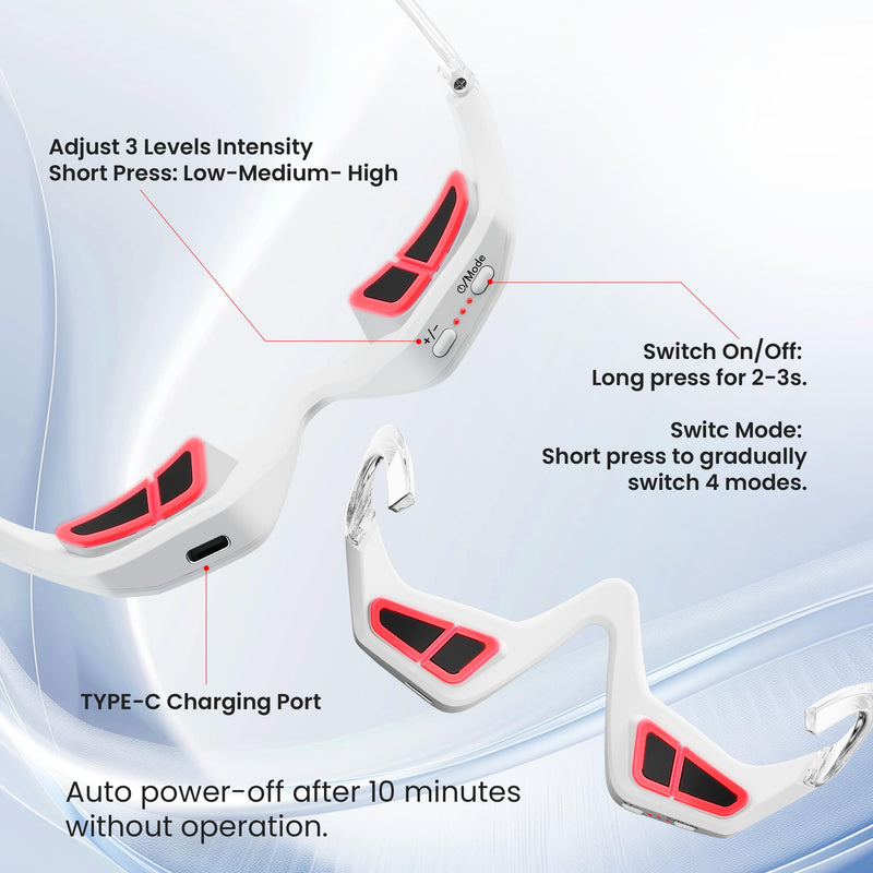 [Australia] - Under Eye Red Light Therapy Device, Red Light Therapy Glasses for Eyes Light-Weight Eye Massager for Reducing Dark Circles and Puffiness, Smoothing Fine Lines 