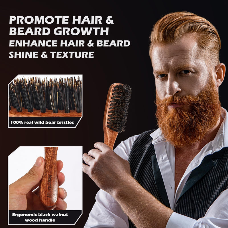 Hair Brush for Men, 100% Boar Bristle Hair Brush for Men Women’s Hair Smoothing, Styling, Detangling, Moisturizing, Adding Shine, Improving Blood Circulation, Promoting Hair Growth Oblong