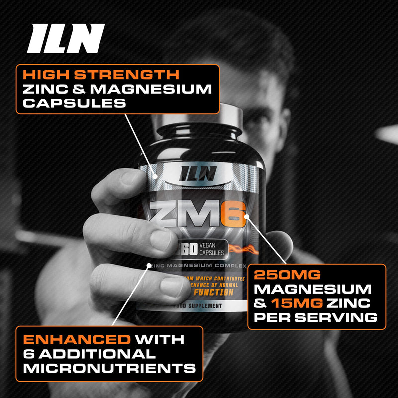 ZM6 - High Strength Zinc Magnesium Supplement for Men and Women - Zinc and Magnesium Tablets for Normal Muscle Function (360 Vegan Capsules) 360 count (Pack of 1)