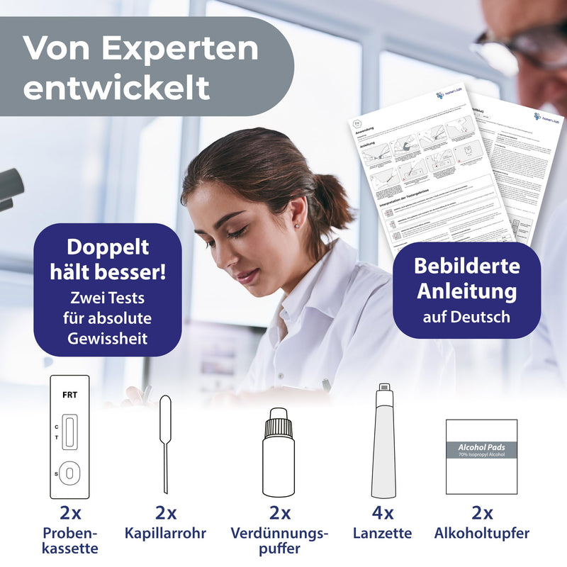 [Australia] - Homehulab 2x iron value self-test double iron deficiency test for at home to determine an iron deficiency for symptoms such as headaches, fatigue or hair loss - result in 5 minutes 