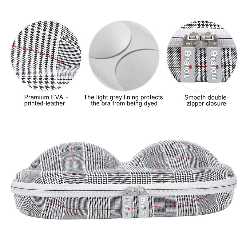 Premium Bra Case Lingerie Travel Bag Zip Underwear Organizer Bag for A-DD Cup (Swallow Gird, Red) Swallow Gird, Red