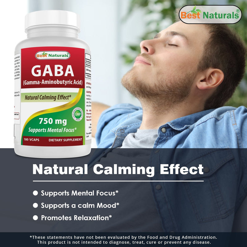Best Naturals GABA Supplement 750mg & L-Theanine 200mg