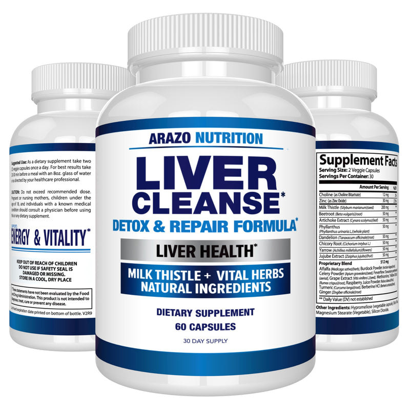 [Australia] - Arazo Nutrition Liver Cleanse Detox & Repair Formula ‚Äì Milk Thistle Herbal Support Supplement: Silymarin, Beet, Artichoke, Dandelion, Chicory Root 