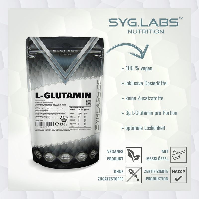 [Australia] - L-Glutamine powder 100% pure - 1000g amino acid glutamine - 1kg - without additives - vegan - with measuring spoon - glutamine 1kg (pack of 1) 