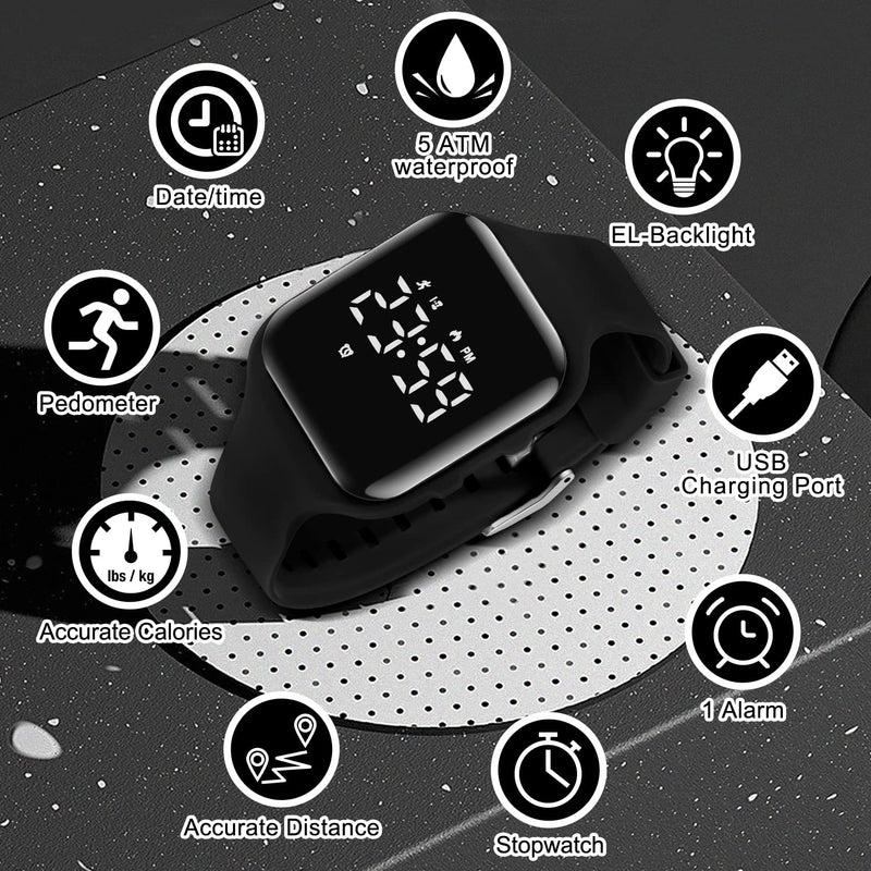 [Australia] - NN BEN NEVIS Kids Watch, Digital Watch for Boys Girls, Sport Watch with Fitness Tracker, Alarm Clock, Stopwatch, No App and Waterproof, Watch for Kids Ages 5-12 01-Black-E 