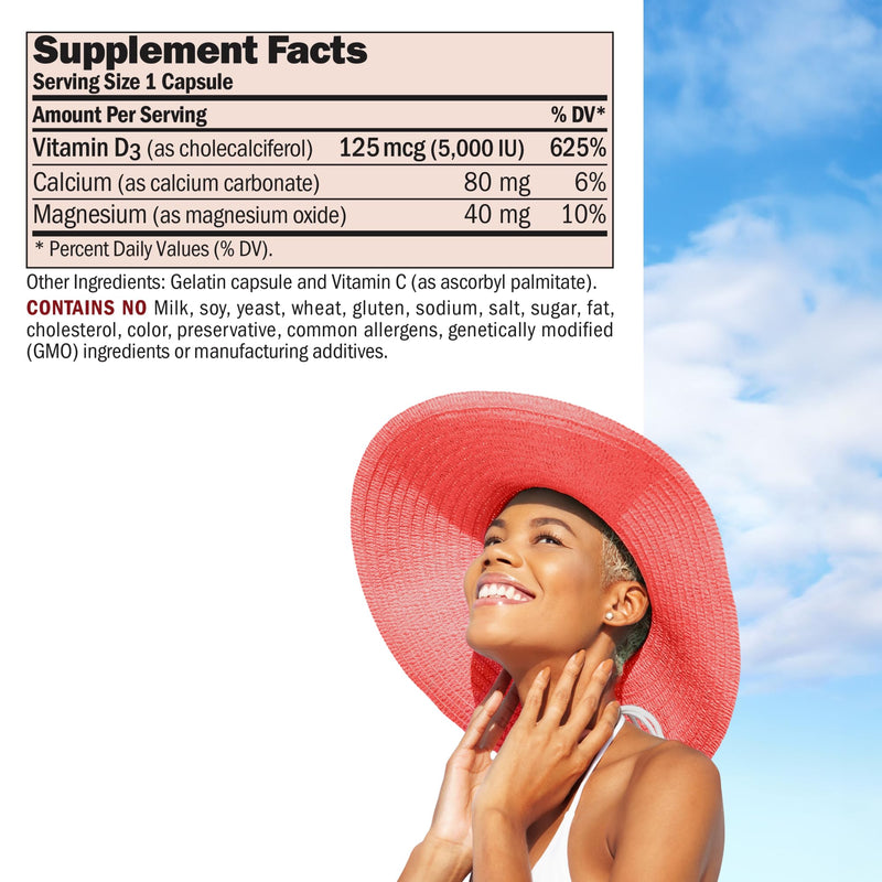 ANDREW LESSMAN ProCaps Vitamin D3 5,000 IU, 360 Capsules | Cholecalciferol with Calcium & Magnesium to support calcium absorption. Small, easy-to-swallow capsules. 360 Count (Pack of 1) 5000 IU