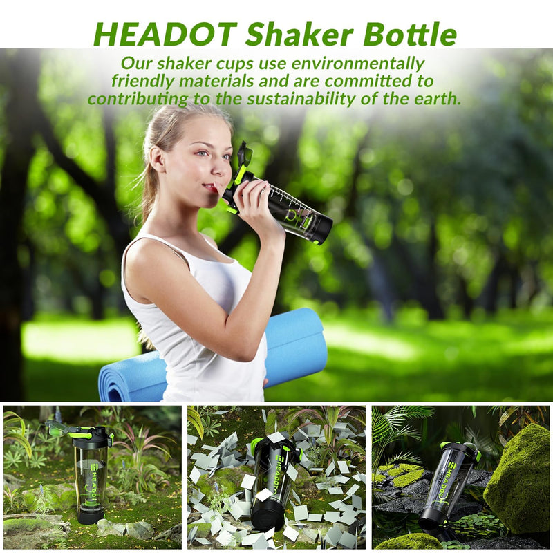 [Australia] - HeaDot Electric Protein Shaker Bottle Shaker Cup for Protein Shakes and Meal Replacement Shakes 680ml Rechargeable Type C Blender Bottles Made of Tritan BPA Free Dark Green 
