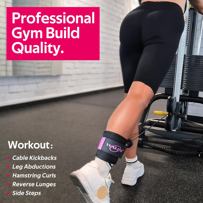 [Australia] - WALITO Ankle Resistance Bands with Cuffs, Exercise Bands for Legs and Butt, Booty Workout Equipment for Kickbacks and Hip Fitness Training Black pink 