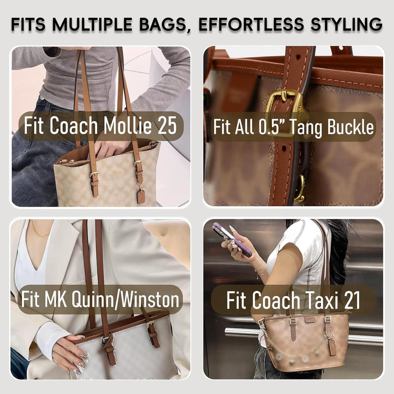 Adjustable Handbag Strap Replacement, 31.9 inch, 2 Pieces, Khaki | Microfiber Leather Shoulder Strap, For Coach Mollie 25, Taxi 21, Michael Kors Tote Bag Coach Mollie25