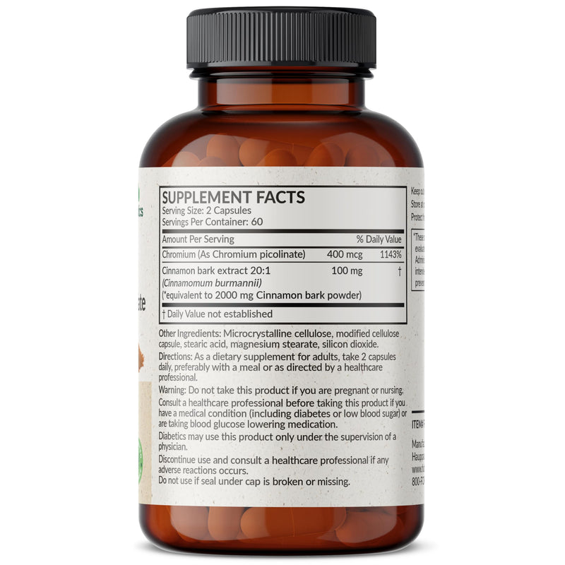 [Australia] - Futurebiotics Cinnamon Plus Chromium Picolinate Supplement, High Potency Chromium, Non-GMO, 120 Vegetarian Capsules 120 Count (Pack of 1) 