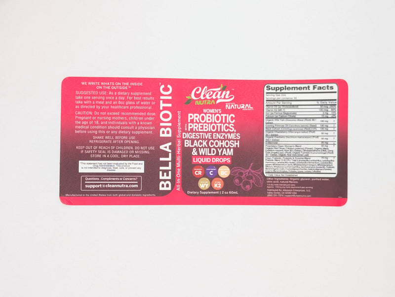[Australia] - Liquid Probiotics for Women Drops with Chasteberry, Black Cohosh, Prebiotics, Digestive Enzymes, Evening Primrose Oil, Wild Yam, Cranberry Dmannose and Iron Vitamin D3 K2 Clean Nutra Bella Biotics (2) 2 