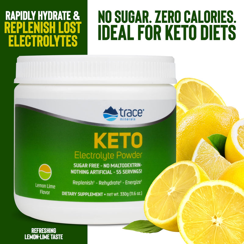 [Australia] - Trace Minerals | Keto Electrolyte Powder Drink Mix | Sugar Free | Promotes Energy and Endurance | Gluten Free, Vegan | Natural Lemon Lime | 55 Servings 