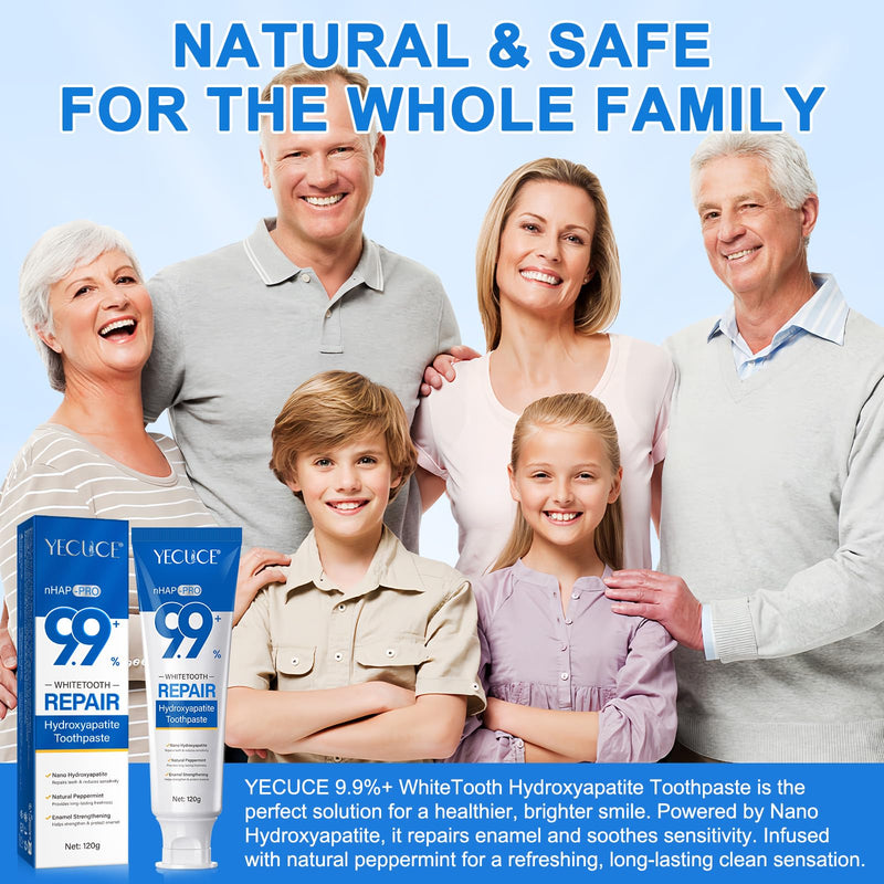[Australia] - 2-Pack Hydroxyapatite Toothpastes | Fresh Breath hydroxyapatite Nano Toothpaste | Stain Removal & Enamel Safe| Gentle Mint| Daily Use for Coffee/Smokers, Tea 