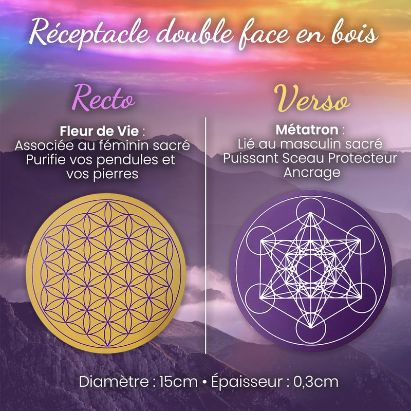 [Australia] - Flower of Life made of wood for charging stones and pendulums divination & Metatron cube ⌀15 cm 