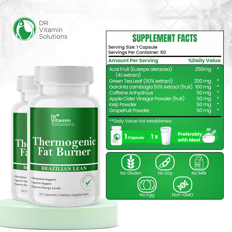 DR VITAMIN SOLUTIONS Thermogenic Fat Burner, 15 Day Cleanse, Water Flush, Weight Loss for Women & Men Bundle, 180 Capsules