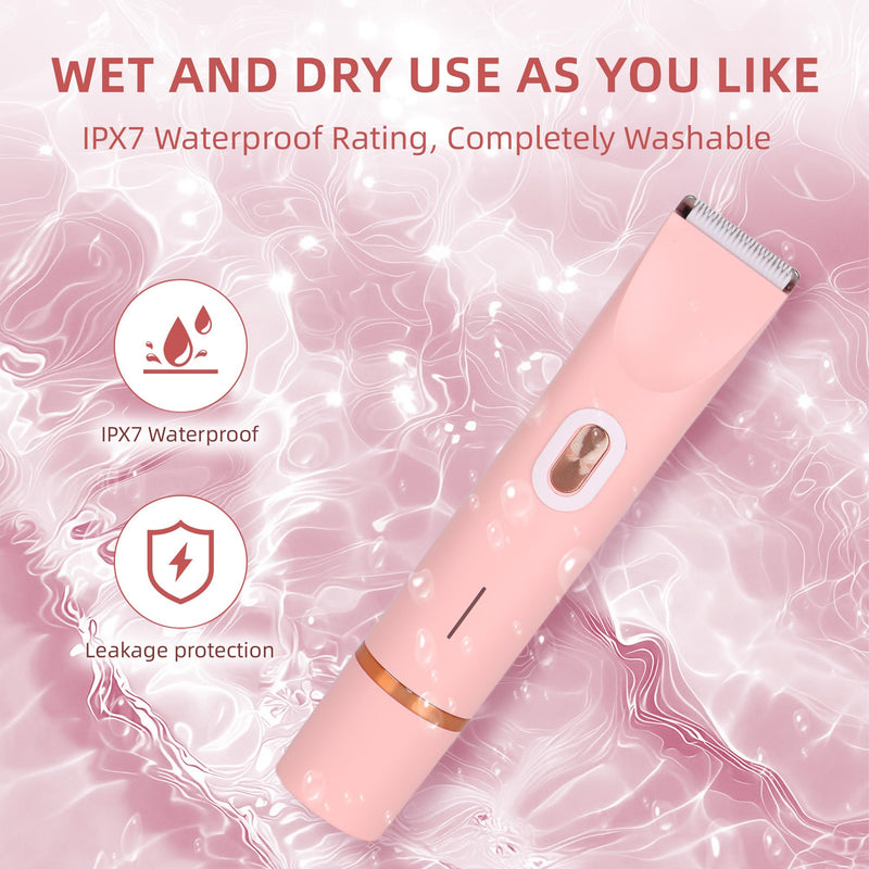 Bikini Trimmer for Women's Electric Shaver, 2-in-1 Dual Head, Bikini Trimmer and Facial Hair Remover, Pink