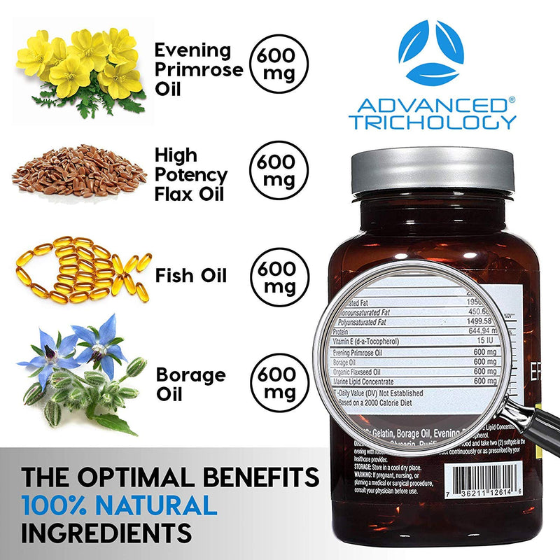 [Australia] - EFA COMPLETE with Optimal OMEGA 3 6 9 levels of High Potency Flax Oil, Fish Oil, Borage Oil, and Evening Primrose Oil 800mgs (90count) 3rd Party Tested - High in GLA and 369 Omegas 