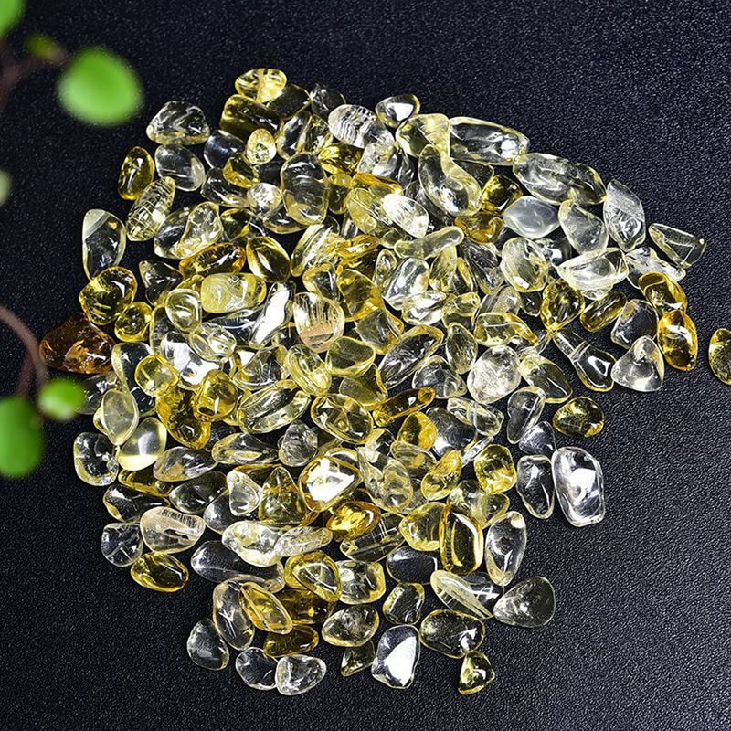 [Australia] - Natural Citrine Tumbled Chips Crushed Crystal Stone, 7-9mm Polished Healing Crystal Chips Healing Reiki Crystal Jewelry Making Home Decoration 