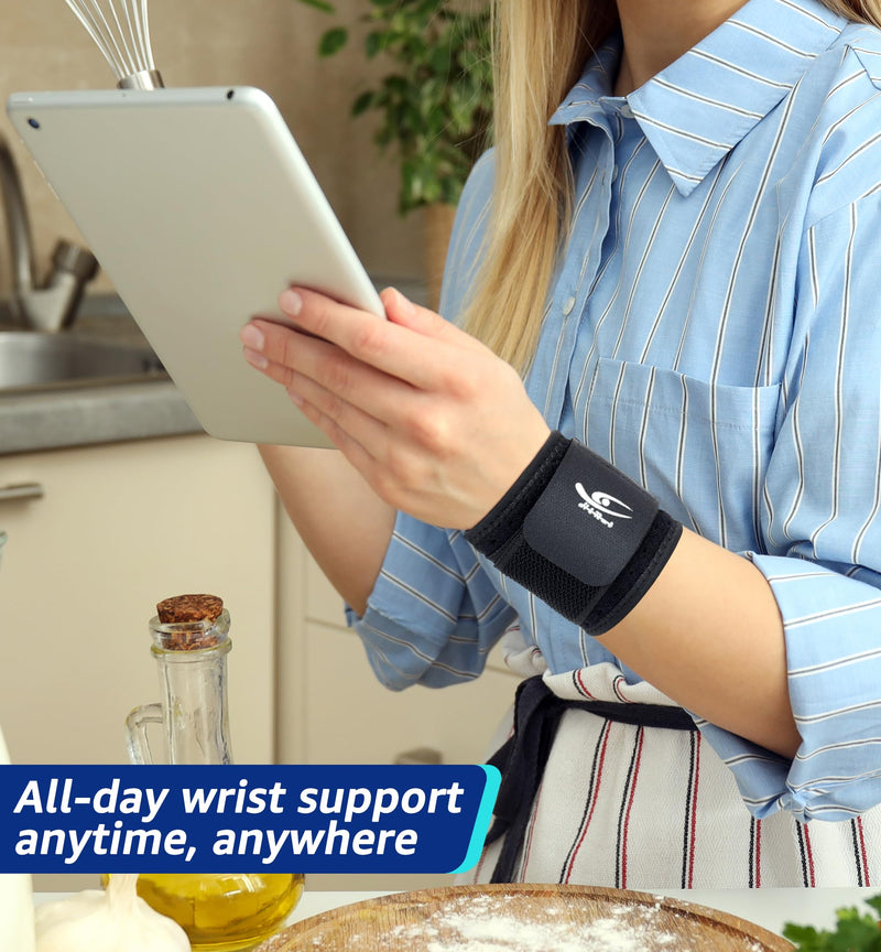 HiRui Wrist Brace (2 PCS) - Adjustable Compression for Carpal Tunnel Arthritis Tendonitis Sprain Pain Relief | Wrist Support Wrist Wraps for Both Hands, Ideal for Sports & Gym Workouts (Black) Black