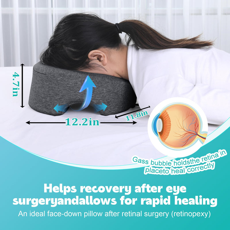 [Australia] - BALAPET Breathable Face Down Pillow, Massage Pillow Face Down After Eye Surgery, Adjustable Memory Foam Stomach Sleeping Pillow for Rest and Recovery(Dark Gray) Dark Gray 