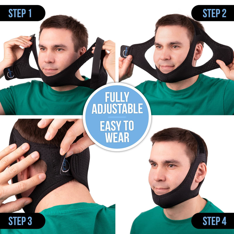 [Australia] - Anti Snoring Chin Strap for CPAP Users | Medium | Keep Mouth Closed While Sleeping | Adjustable Premium Snore Stopper Head Strap for Men and Women | Itch-Free Material for Uninterrupted Sleep M 