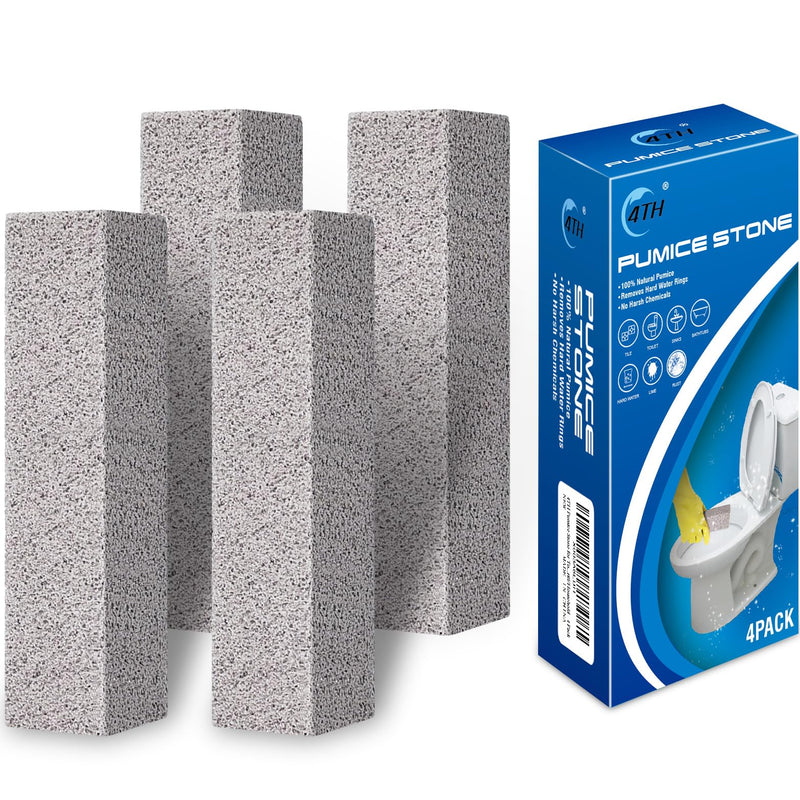 [Australia] - 4TH Pumice Stone for Toilet Bowl Cleaning,Remove Away Limescale Stain,Hard Water Rings,Calcium Buildup,Iron and Rust,Scouring Stick for Tile/Bath-tub/Kitchen/Grill/Household - 4 Pack 4P-Grey 