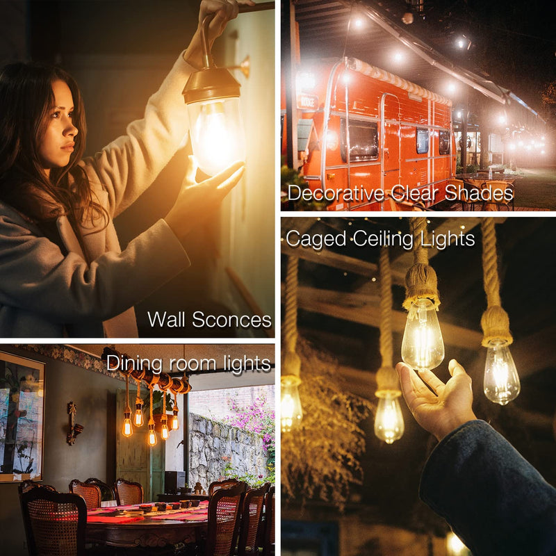 [Australia] - DAYBETTER 4 Pack Vintage LED Edison Bulbs, E26 Led Bulb 60W Equivalent, Dimmable Led Light Bulbs, High Brightness 800 LM Warm White 2700K, ST58 Antique LED Filament Bulbs, Clear Glass Style for Home 
