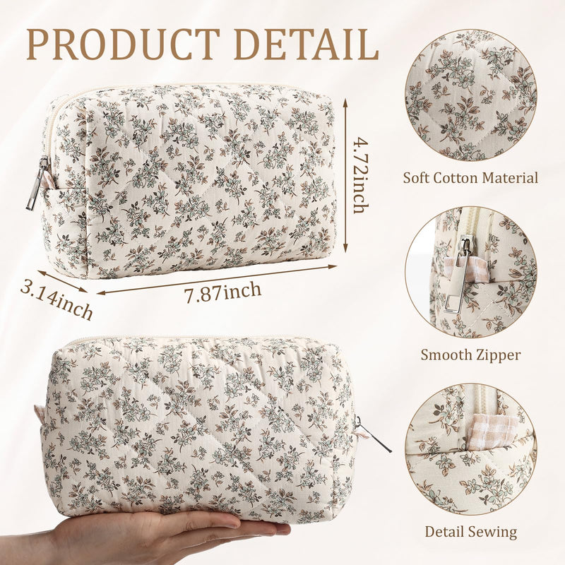 Paterr 10 Pcs Quilted Makeup Bag Bulk Women Gifts for Bridesmaid Christmas | Cotton Floral Makeup Cosmetic Bag, Birthday Wedding Bachelorette Party Favors, Cute Coquette Aesthetic Travel Toiletry Pouch Pastel Floral 7.87 x 4.72 x 3.15 Inches