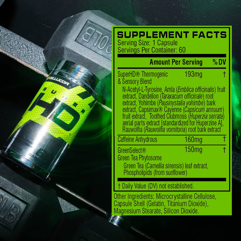 [Australia] - Cellucor Super HD for Men & Women - Enhance Focus and Increase Energy - Capsimax, Green Tea Extract, 160mg Caffeine & More 60 Servings 