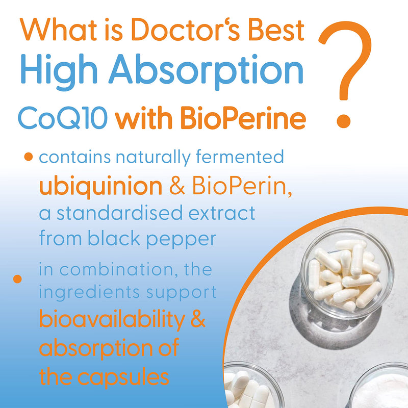 Doctor's Best, High Absorption CoQ10 with BioPerine, 100 mg, 120 Vegan Capsules, Vegetable, Coenzyme Q10, Laboratory-Tested, Gluten-Free, Non-GMO 120 Capsules