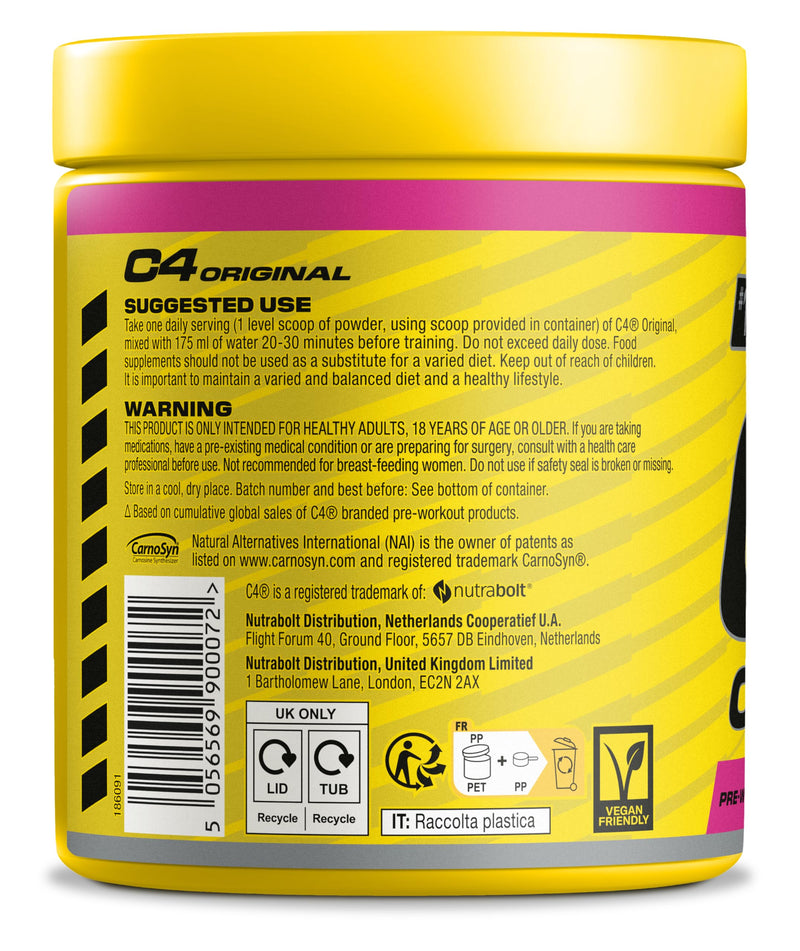 C4 Original Beta Alanine Sports Nutrition Bulk Pre Workout Powder for Men & Women | Best Pre-Workout Energy Drink Supplements | Creatine Monohydrate | Watermelon | 60 Servings