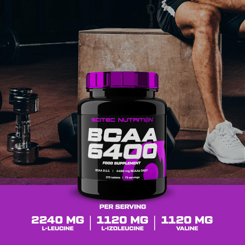 Scitec Nutrition BCAA 6400 - High-Potency 2:1:1 Ratio BCAAs, 4480mg Per Day - Tablets for Men & Women - Ideal for Athletes - Performance & Recovery, 375 Tablets 375 count (Pack of 1)