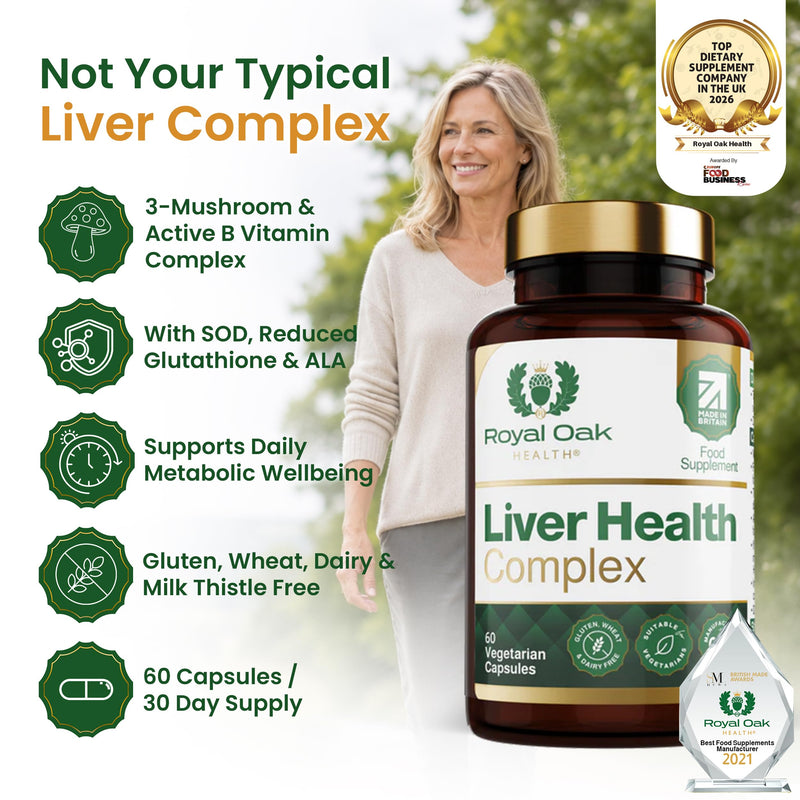 Liver Health Complex | 27 Active Ingredients with Artichoke 5:1, SOD, Reduced Glutathione, Alpha Lipoic Acid, Quercetin, Mushroom Complex, Zinc, Chromium & Active B Vitamins | UK Made