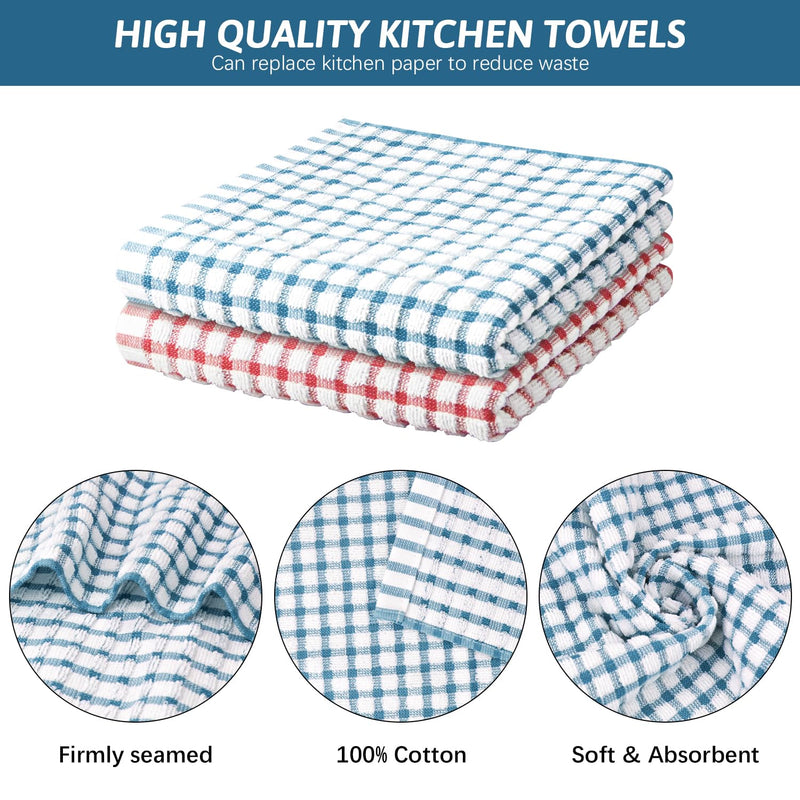 [Australia] - Nialnant 8 Pcs Kitchen Dish Rags,100% Cotton Soft Absorbent Quick Drying Dish Cloths for Kitchen,Washing Dishes,Cleaning rags-11 x 11In Red+orange+teal+dark Green 8PCS - 11 x 11 in 