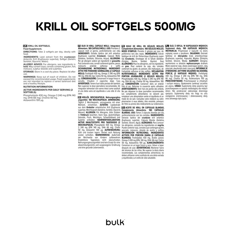 Bulk Krill Oil Softgels, 500 mg, Pack of 180 180 count (Pack of 1)
