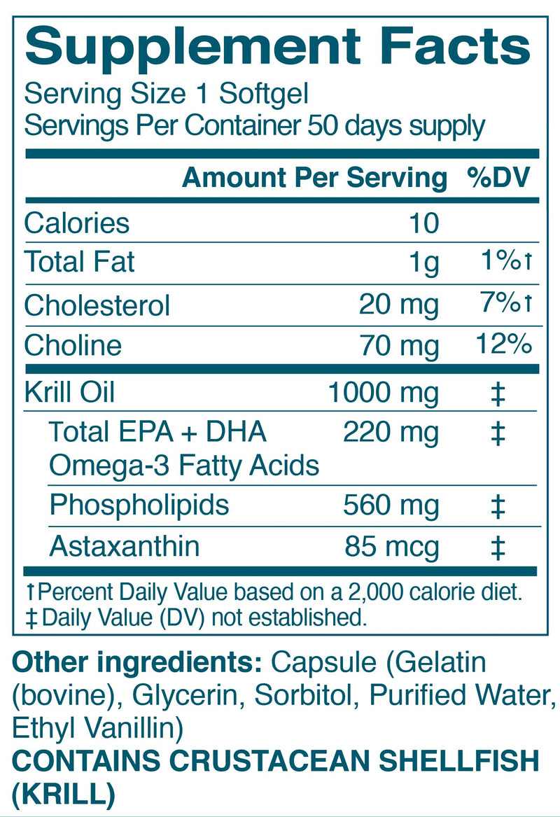 [Australia] - Kori Krill Omega 3 Excel Krill Oil 1000mg Supplements with EPA & DHA, High Performance PC Formula for Max Absorption, Clinically Proven & Non-GMO Source, 50 Softgels 50 Count (Pack of 1) 