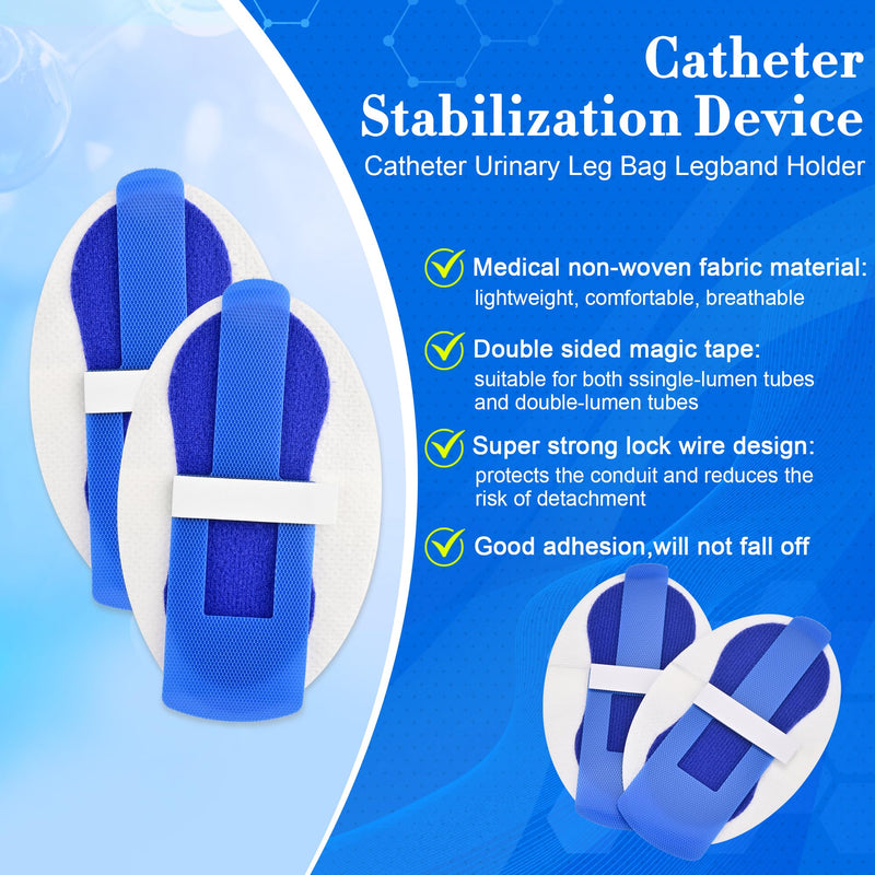 [Australia] - 10 Pcs Foley Catheter Stabilization Device, Urinary Leg Bag Catheter Tube Holder, Catheter Supplies for Single/Double/Feeding Tube, Adhesive Catheter Urinary Leg Bags Holder,Blue Blue 10 PCS 