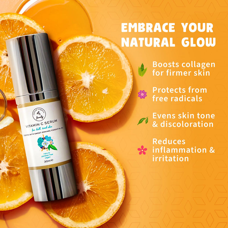 Vitamin C Serum for Face with Hyaluronic Acid, Aloe Vera, Retinol, and Vitamin E - Natural Skin Care for Beautiful and Healthy Skin - Brightening Serum for Dark Spots and Fine Lines