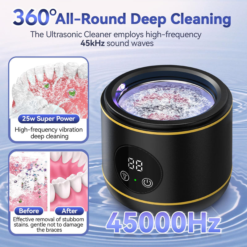 [Australia] - BlueFire Ultrasonic Retainer Cleaner for Dentures, Mouth Guard, Night Guard, Jewelry, 45kHz Professional Dental Ultrasonic Cleaner, Portable Ultrasonic Retainer Cleaner for Home Travel 