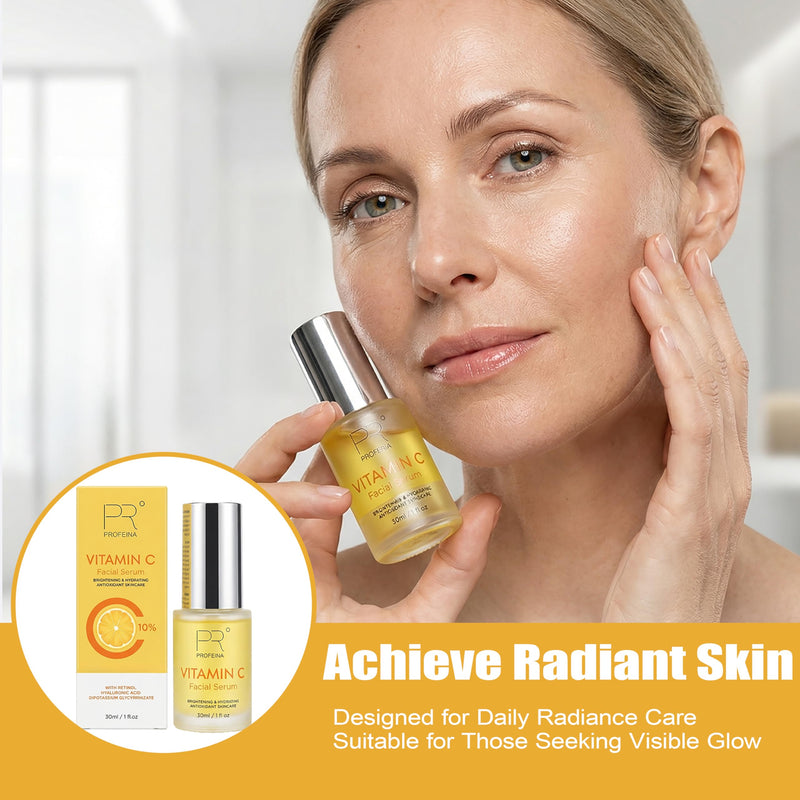 PROFEINA Vitamin C Serum for Face, Brightening Facial Serum for Dark Spots & Uneven Skin Tone, Lightweight Anti Aging Face Serum with Retinol & Ectoine, Gentle Skincare for Sensitive Skin, 1 Fl Oz