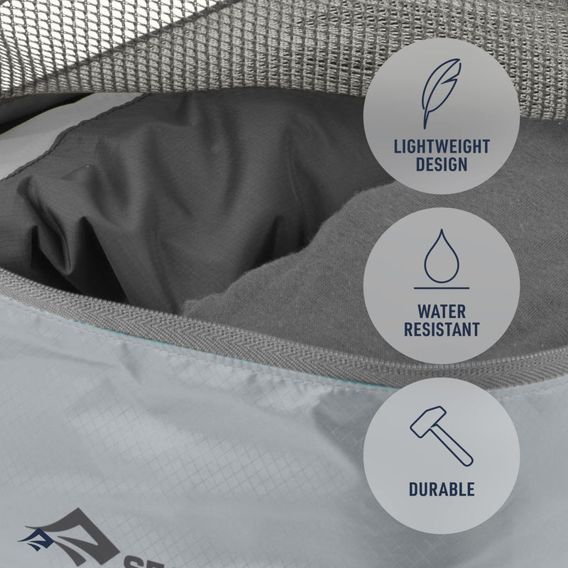 Sea to Summit Garment Mesh Bag Packing Organizer, Medium, Highrise Grey | Lightweight nylon and mesh packing organizer compartmentalizes clothing and accessories in a suitcase or duffle