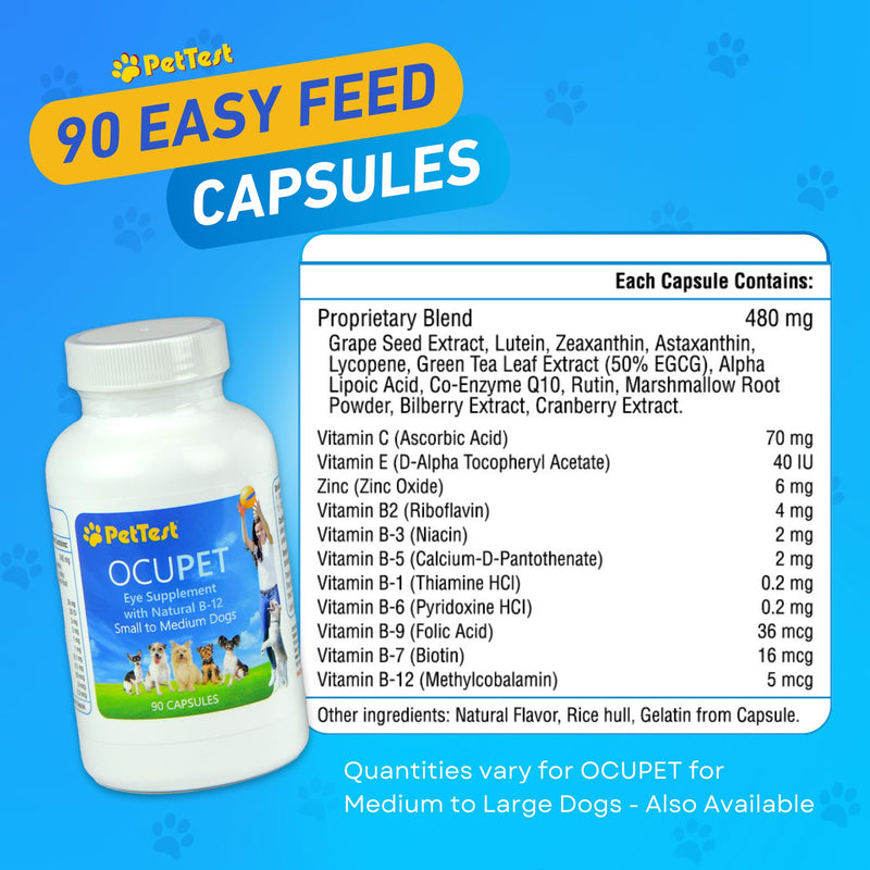 Ocupet Advanced Vision and Eye Health Supplement for Medium to Large Dogs Packed with Natural B12, Grape Seed Extract and Lutein to Support Pets with Diabetes or Eye Related Conditions-90 Capsules Medium-Large_Dogs - PawsPlanet Australia