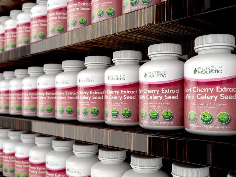 [Australia] - Tart Cherry Extract Capsules 1,000mg - 180 Capsules, 3 Month Supply - Blend with Tart Cherry and Celery Seed Powder 