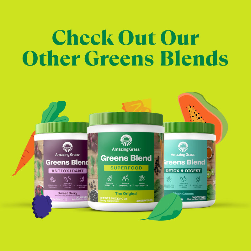 Amazing Grass Kidz Superfood Organic Greens, Berry Blast, 30 Servings | Organic Greens, Fruits, Veggies & Beet Root Powder with Probiotics, Superfood Nutrition Blend for Healthy Kids
