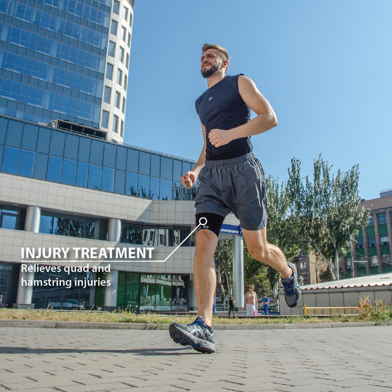 Zensah Thigh Compression Sleeve - Support for Pulled Hamstring, Quad Strain, Groin Compression Wrap for Men and Women Large Beige 2