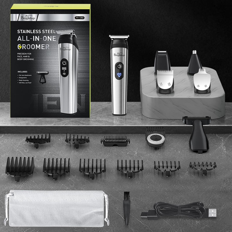 [Australia] - Brightup Beard Trimmer Men, Beard Trimmer for Men, IPX7 Waterproof Hair Clipper Hair Trimmer for Beard, Head, Body, Groin and Face, Electric Shaver 