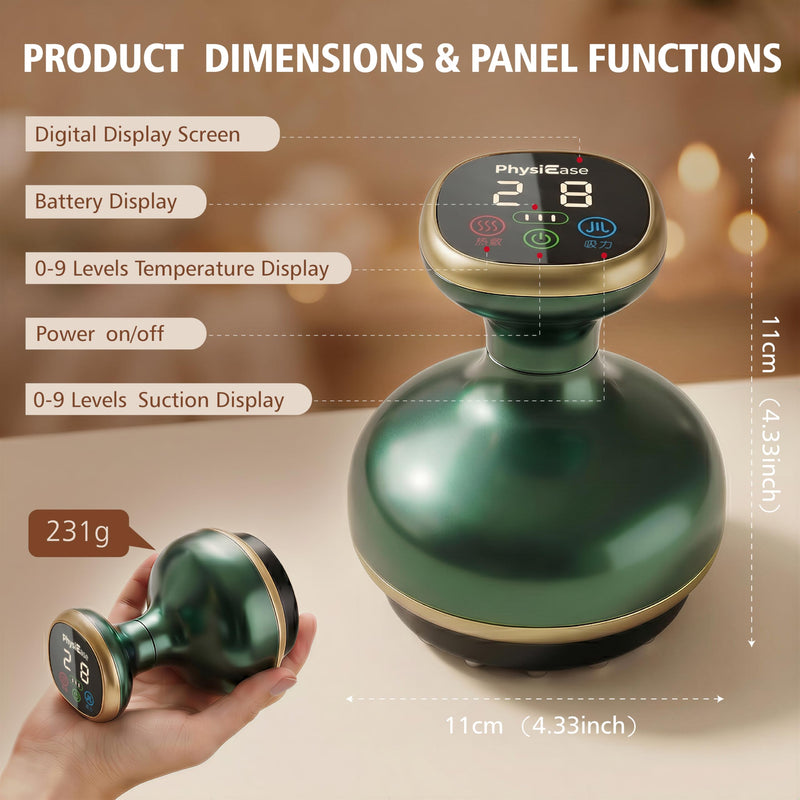 Electric Cupping Massager, 9-Level Suction & Heat for Back | Deep tissue massage; soothing muscle; body sculpting; gua sha scraping; compact for home & travel