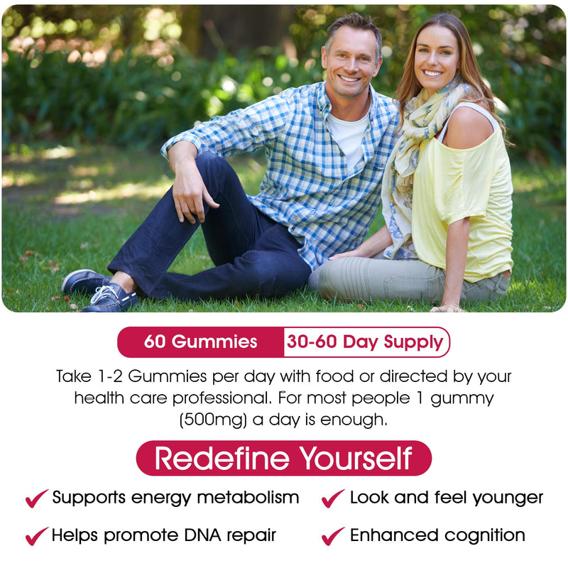 NMN Gummies, NAD+ Resveratrol, 600mg, 2 Month Supply for Longevity and Beauty Support Supplement, 60 Count,